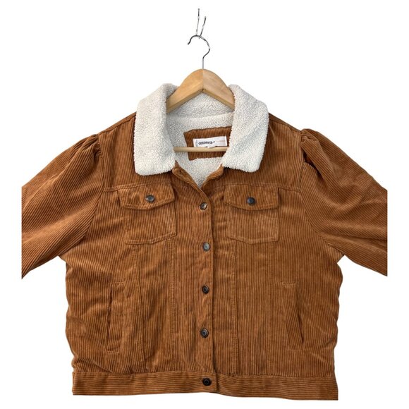Andrea Womens Corduroy Brown Sherpa Lined Truckers Jacket Sz XL Retro Cowgirl - Picture 3 of 16